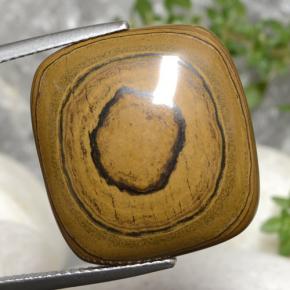 23.77캐럿 천연 골든 브라운 Tiger's Eye, 쿠션 컷, 21.2×19.7 mm, 불투명체