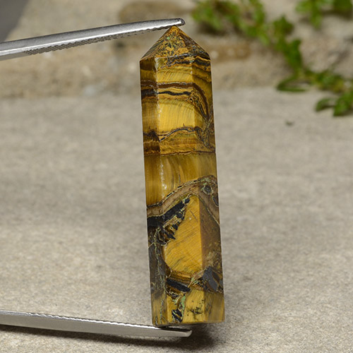 23.84캐럿 천연 미디엄 다크 브라운 Tiger's Eye, 멋진 모양, 36.1×8.7 mm, 불투명체