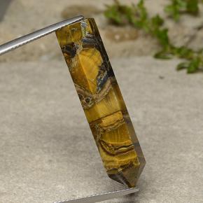 23.84캐럿 천연 미디엄 다크 브라운 Tiger's Eye, 멋진 모양, 36.1×8.7 mm, 불투명체