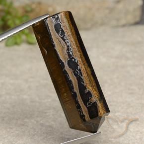 32.91캐럿 천연 웜 브라운 호랑이의 눈, 멋진 모양, 불투명체