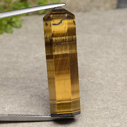 24.72캐럿 천연 라이트 브라운 Tiger's Eye, 멋진 모양, 33.1×9.5 mm, 불투명체