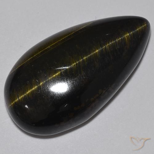 19.70ct 자연스러운 골드 브라운 호랑이의 눈, 배 모양, 불투명체