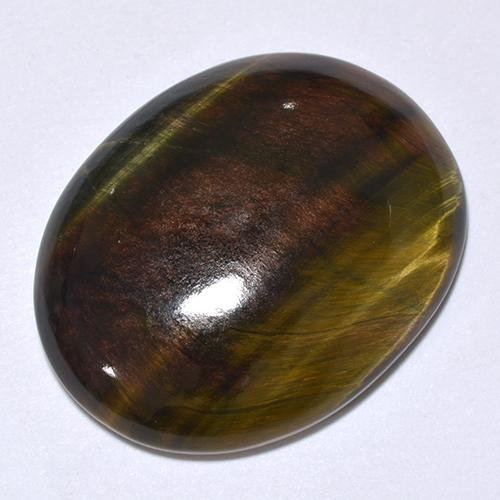 24.66캐럿 천연 멀티컬러 Tiger's Eye, 타원형 컷, 25.3×20.2 mm, 불투명체