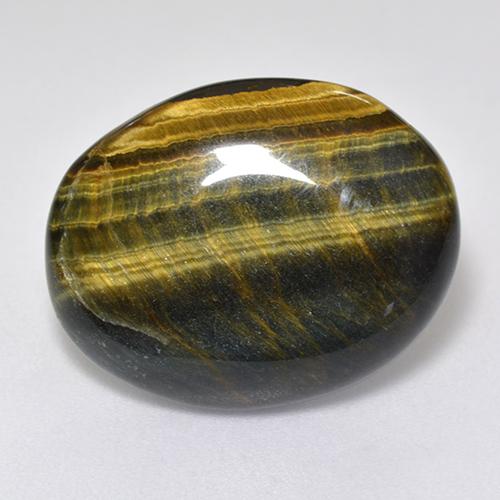 12.92캐럿 천연 멀티컬러 Tiger's Eye, 타원형 컷, 19.8×15.7 mm, 불투명체