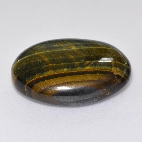 12.92캐럿 천연 멀티컬러 Tiger's Eye, 타원형 컷, 19.8×15.7 mm, 불투명체