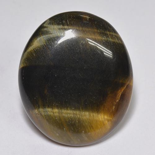 14.43캐럿 천연 멀티컬러 Tiger's Eye, 타원형 컷, 20.6×17.6 mm, 불투명체