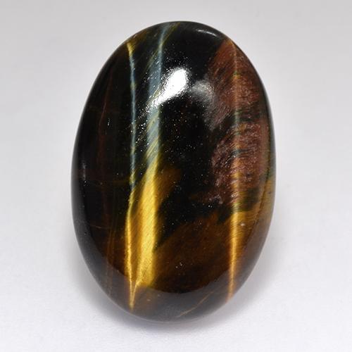 18.46캐럿 천연 멀티컬러 Tiger's Eye, 타원형 컷, 23.4×15.8 mm, 불투명체