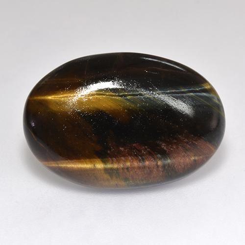 18.46캐럿 천연 멀티컬러 Tiger's Eye, 타원형 컷, 23.4×15.8 mm, 불투명체