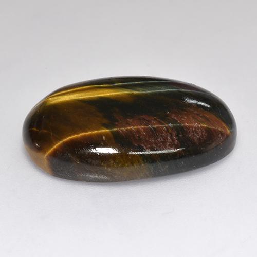 18.46캐럿 천연 멀티컬러 Tiger's Eye, 타원형 컷, 23.4×15.8 mm, 불투명체