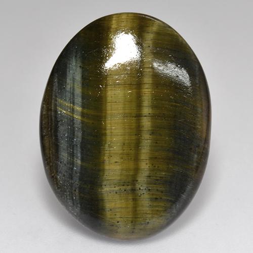 18.01캐럿 천연 멀티컬러 Tiger's Eye, 타원형 컷, 25.4×19.2 mm, 불투명체