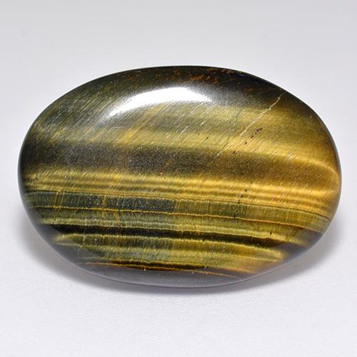 23.65캐럿 천연 웜 브라운 Tiger's Eye, 타원형 컷, 27.6×19 mm, 불투명체