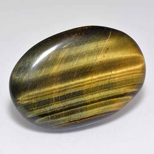 23.65캐럿 천연 웜 브라운 Tiger's Eye, 타원형 컷, 27.6×19 mm, 불투명체