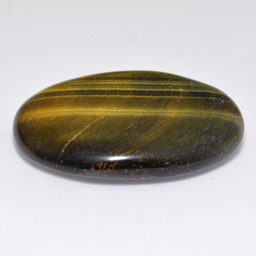 23.65캐럿 천연 웜 브라운 Tiger's Eye, 타원형 컷, 27.6×19 mm, 불투명체