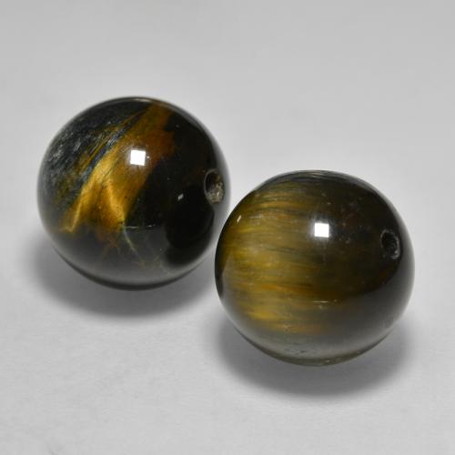 24.57캐럿 천연 미디엄 브라운 Tiger's Eye 보석, 구형 / 볼, 12.26 mm, 불투명체