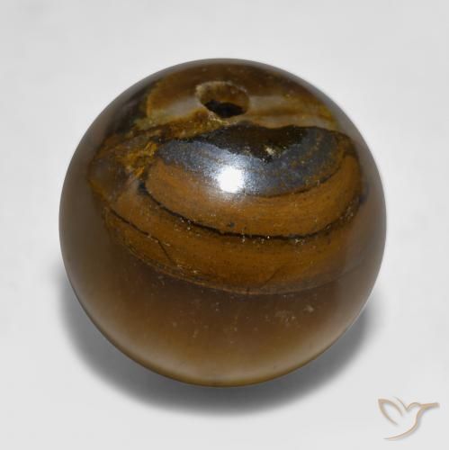 11.89캐럿 천연 시더 브라운 Tiger's Eye, 구형 / 볼, 11.93 mm, 불투명체