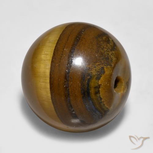 11.89캐럿 천연 시더 브라운 Tiger's Eye, 구형 / 볼, 11.93 mm, 불투명체