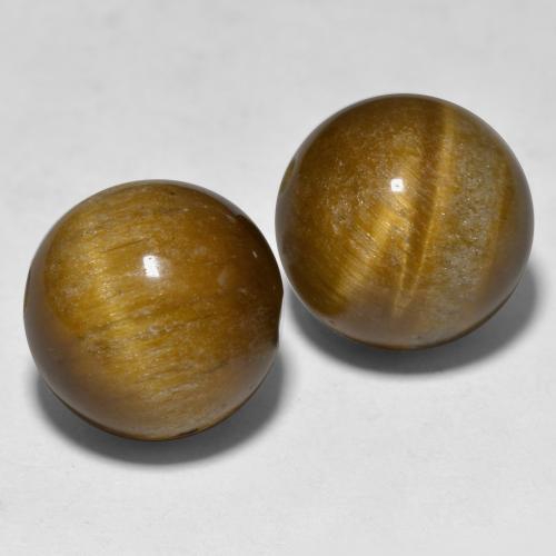 24.29캐럿 천연 미디엄 브라운 Tiger's Eye 보석, 구형 / 볼, 12.14 mm, 불투명체