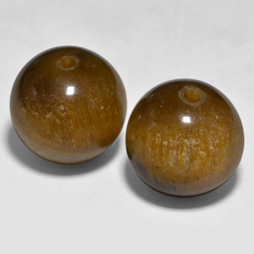 24.29캐럿 천연 미디엄 브라운 Tiger's Eye 보석, 구형 / 볼, 12.14 mm, 불투명체