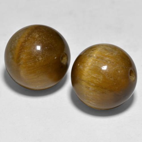 24.29캐럿 천연 미디엄 브라운 Tiger's Eye 보석, 구형 / 볼, 12.14 mm, 불투명체