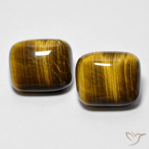 18.15캐럿 천연 골든 브라운 Tiger's Eye 보석, 쿠션 컷, 14×11.8 mm, 불투명체
