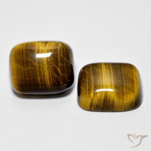 18.15캐럿 천연 골든 브라운 Tiger's Eye 보석, 쿠션 컷, 14×11.8 mm, 불투명체