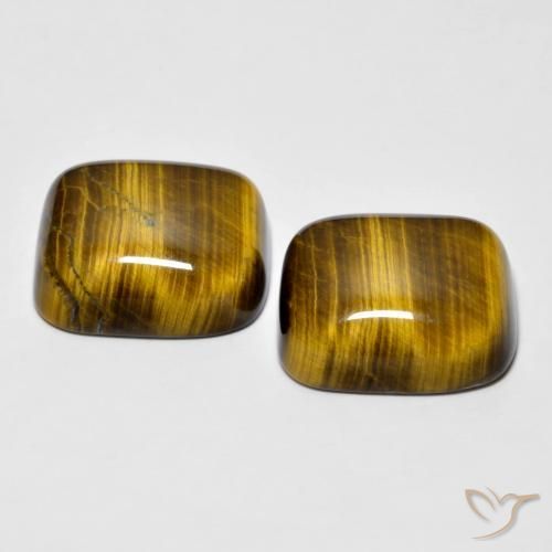 18.15캐럿 천연 골든 브라운 Tiger's Eye 보석, 쿠션 컷, 14×11.8 mm, 불투명체