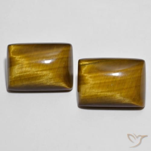 26.73캐럿 천연 노란빛 브라운 Tiger's Eye 보석, 바게트, 18.2×13.3 mm, 불투명체