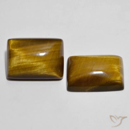 26.73캐럿 천연 노란빛 브라운 Tiger's Eye 보석, 바게트, 18.2×13.3 mm, 불투명체