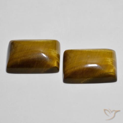 26.73캐럿 천연 노란빛 브라운 Tiger's Eye 보석, 바게트, 18.2×13.3 mm, 불투명체