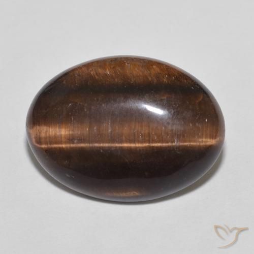 8.77ct 자연스러운 히코리 브라운 호랑이의 눈, 타원형, 불투명체