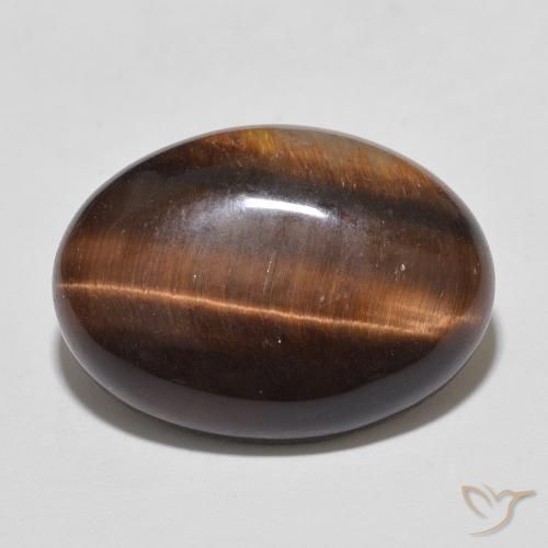 9.86ct 자연스러운 적갈색 호랑이의 눈, 타원형, 불투명체
