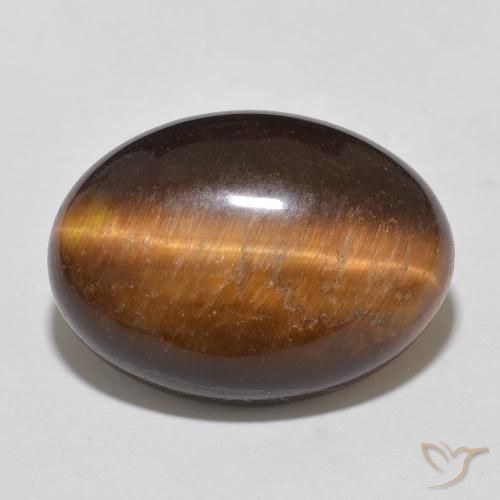 11.10ct 자연스러운 미디엄 브라운 호랑이의 눈, 타원형, 불투명체