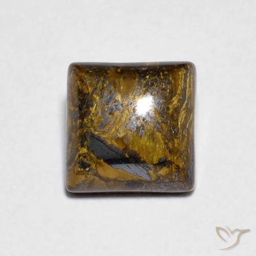1.46ct 자연스러운 Medium Light-Brown 호랑이의 눈, 정사각형, 불투명체