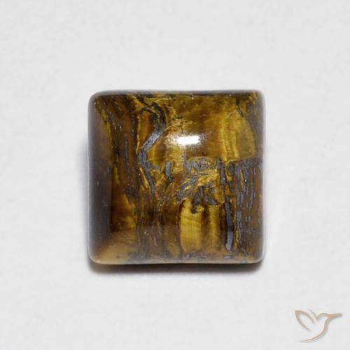 1.36ct 자연스러운 Medium Light-Brown 호랑이의 눈, 정사각형, 불투명체