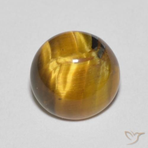 1.57ct 자연스러운 골든 브라운 호랑이의 눈, 둥근, 불투명체