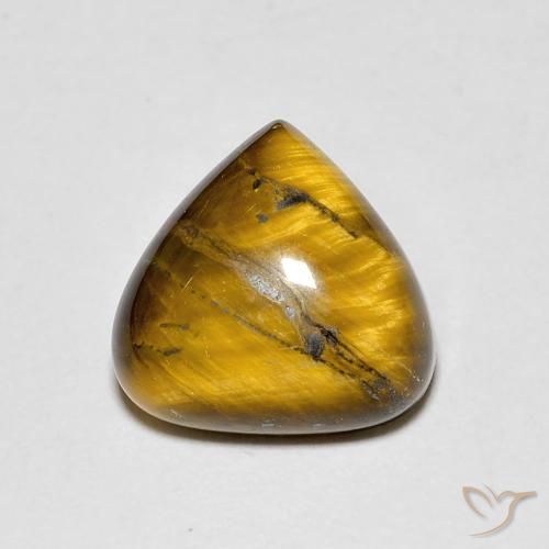 3.43ct 자연스러운 황갈색 호랑이의 눈, 배 모양, 불투명체