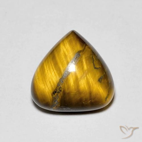 3.48ct 자연스러운 미디엄 브라운 호랑이의 눈, 배 모양, 불투명체