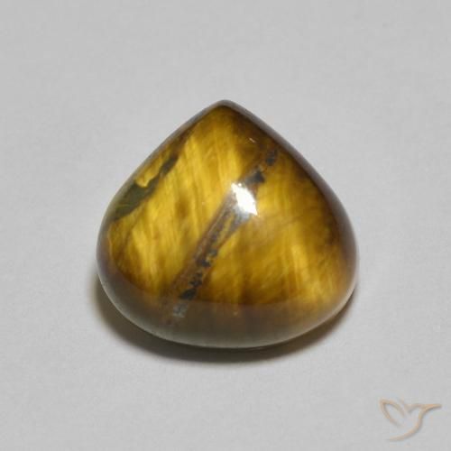 1.98ct 자연스러운 황갈색 호랑이의 눈, 배 모양, 불투명체
