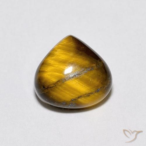 1.93ct 자연스러운 연한 갈색 호랑이의 눈, 배 모양, 불투명체