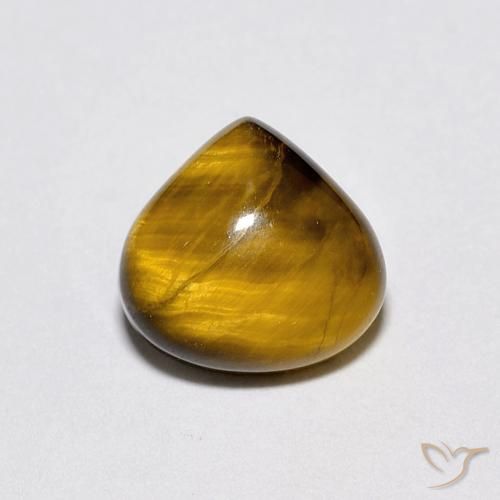 1.90ct 자연스러운 황갈색 호랑이의 눈, 배 모양, 불투명체