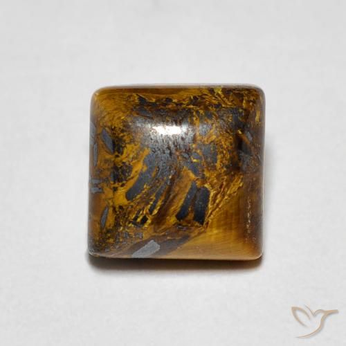 1.45ct 자연스러운 Medium Light-Brown 호랑이의 눈, 정사각형, 불투명체