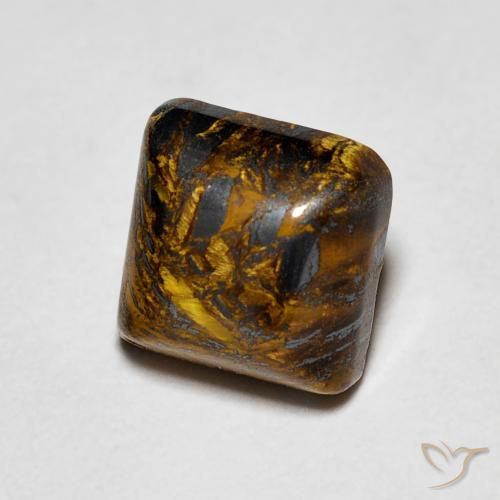 1.53ct 자연스러운 히코리 브라운 호랑이의 눈, 정사각형, 불투명체