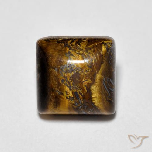 1.34ct 자연스러운 Medium Light-Brown 호랑이의 눈, 정사각형, 불투명체