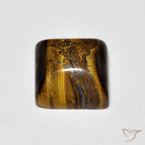 1.34캐럿 천연 Medium Light-Brown 호랑이의 눈, 정사각형, 불투명체