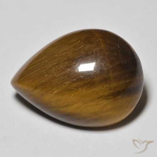 13.46ct 자연스러운 황갈색 호랑이의 눈, 배 모양, 불투명체