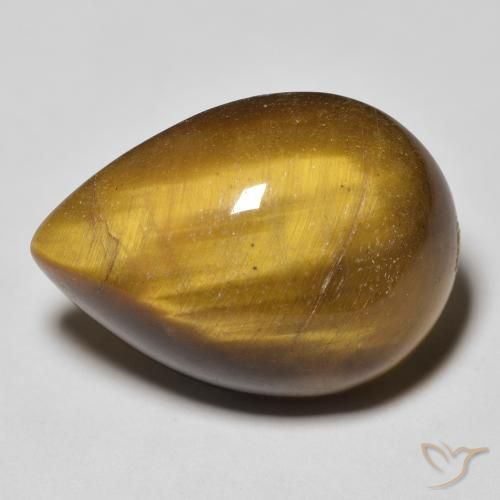 13.04ct 자연스러운 황갈색 호랑이의 눈, 배 모양, 불투명체