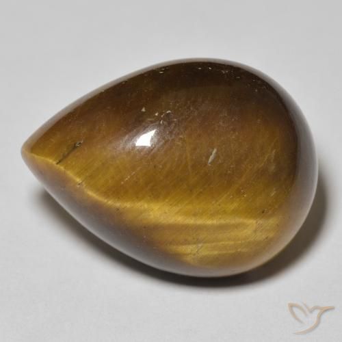 15.78ct 자연스러운 황갈색 호랑이의 눈, 배 모양, 불투명체
