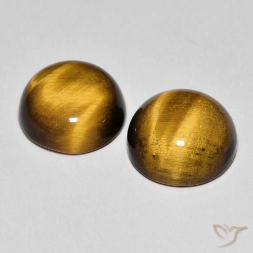 7.22캐럿 천연 웜 브라운 호랑이의 눈 보석, 라운드 컷, 불투명체