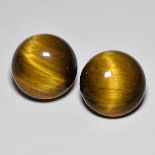 7.99캐럿 천연 미디엄 브라운 Tiger's Eye 보석, 라운드 컷, 10.02 mm, 불투명체