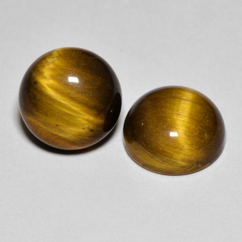 7.99캐럿 천연 미디엄 브라운 Tiger's Eye 보석, 라운드 컷, 10.02 mm, 불투명체